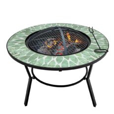 5029936998088 1 Mosaic Leaf Design Firepit With Cooking Grill.jpg